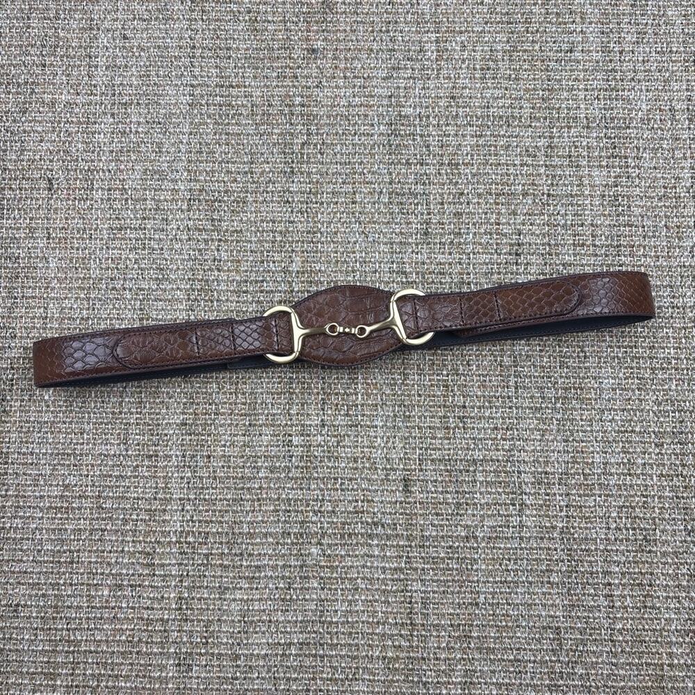 🐎 LOFT Brown Croc Embossed Horse Bit Belt | L